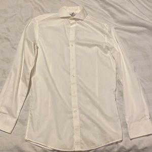 Bar III slim fit stretch white dress shirt, only wear once or twice